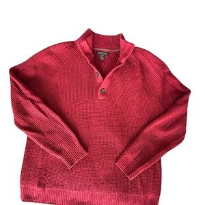 Banana Republic XL Wool Henley Sweater Red Italian Yarn Chunky Knit